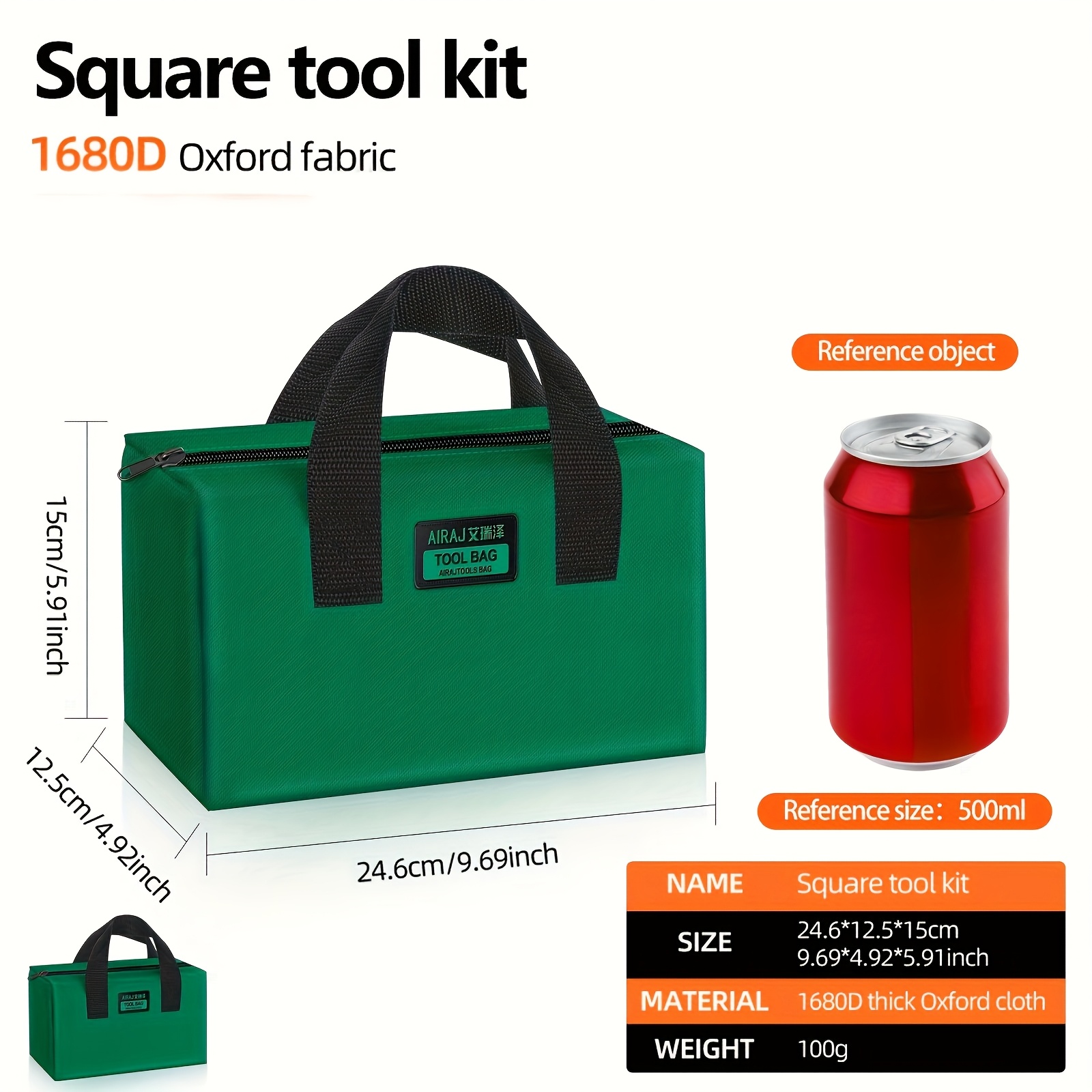 TEMU Airaj Tool Bag Multi-functional Strong And Durable Tool Pouches With Zipper, Portable Handheld Bag, Large Capacity Oxford Tool Bags, Utility Bag