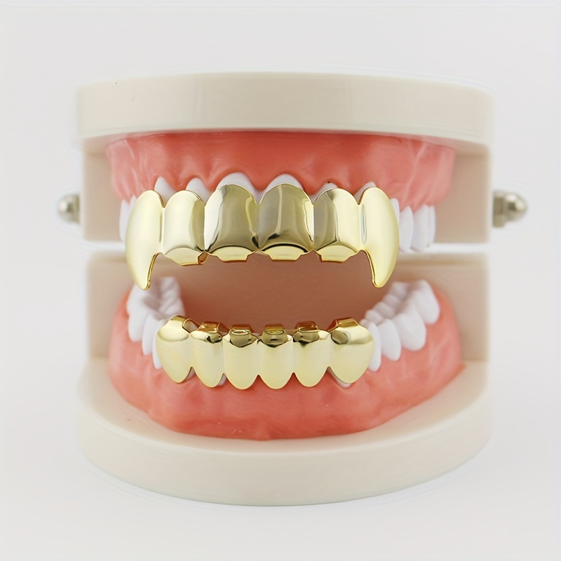 

18 Electroplated Smooth Hip-hop Braces For Men And Women, Suitable For Tiger Teeth, Vampire Dentures, And Fangs Gift