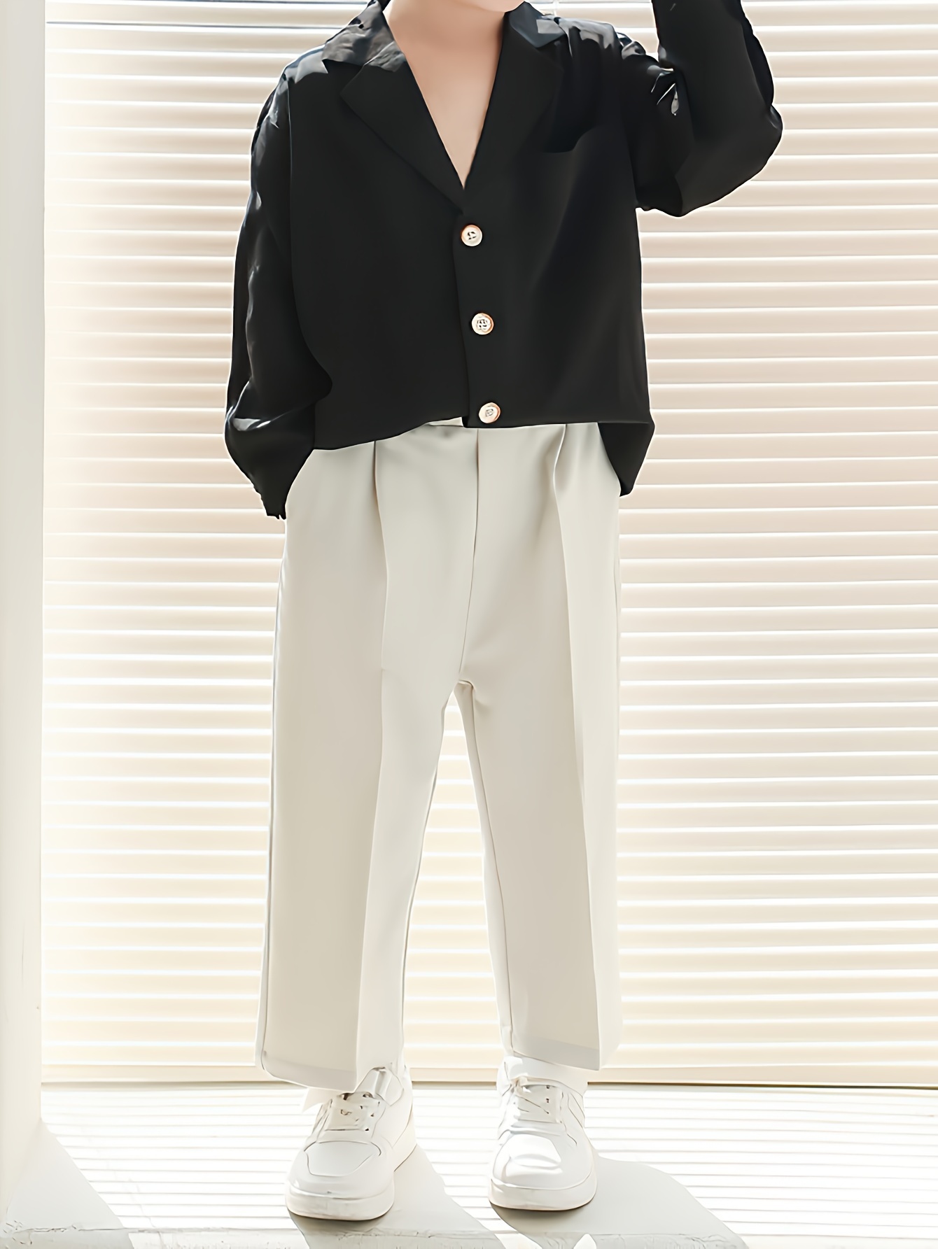 boys black long sleeve shirt white pants set - Temu Nigeria