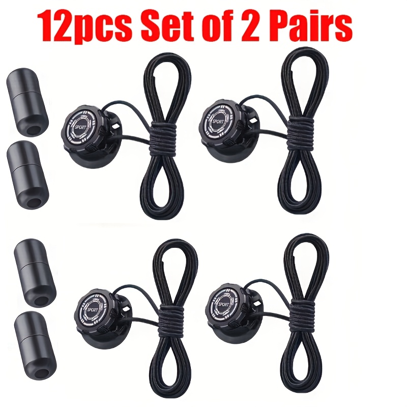 E-shop 12-teiliges Set von 2 Paar Schnellverschluss-Schuhriegeln – Drehbare Verschlüsse für Sport- und Outdoor-Schuhe – Unisex-Passform, Vormontiert