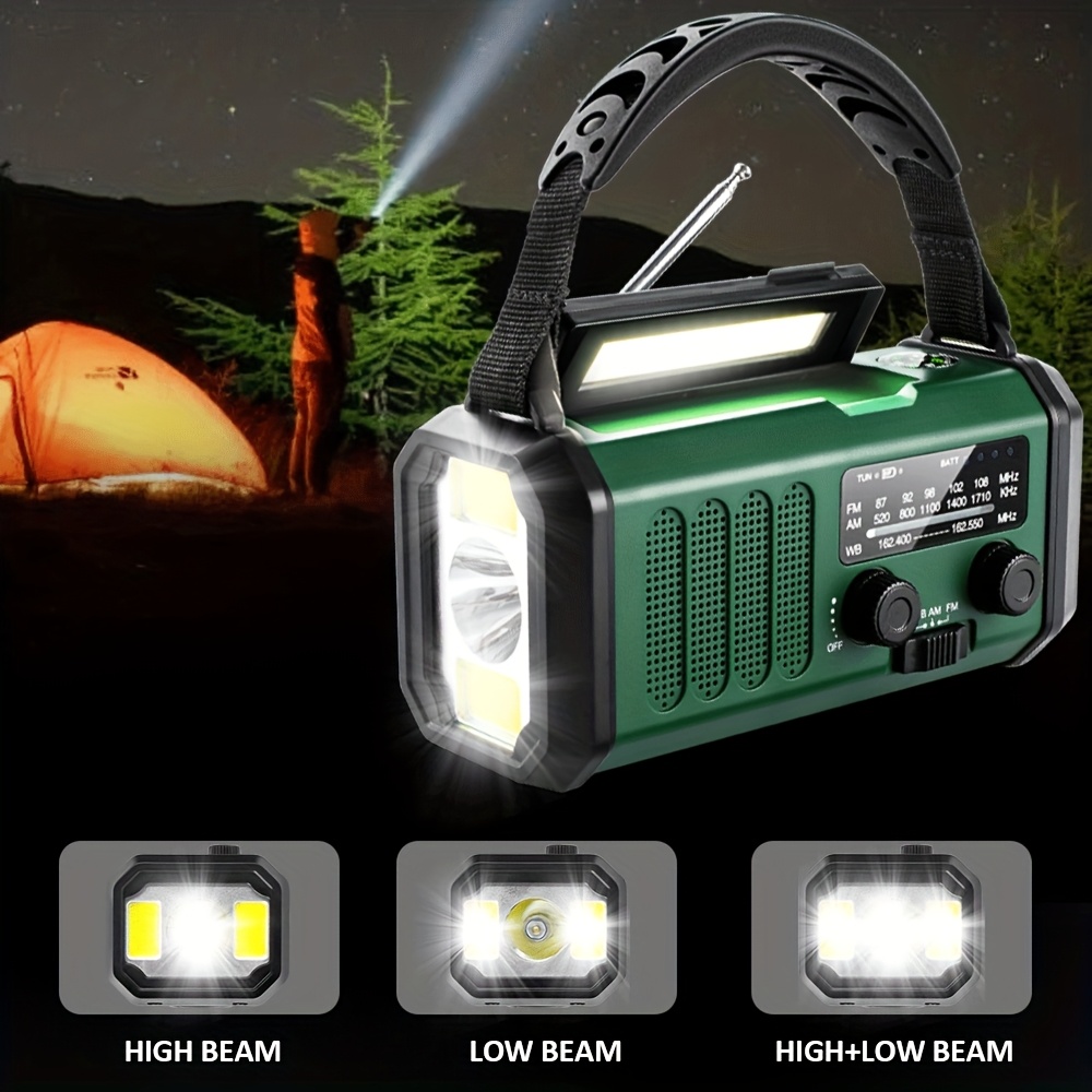 emergency radio solar hand crank powered am fm weather charging 10000mah polymer battery flashlight reading lamp sos alarm phone charger for emergencies details 2