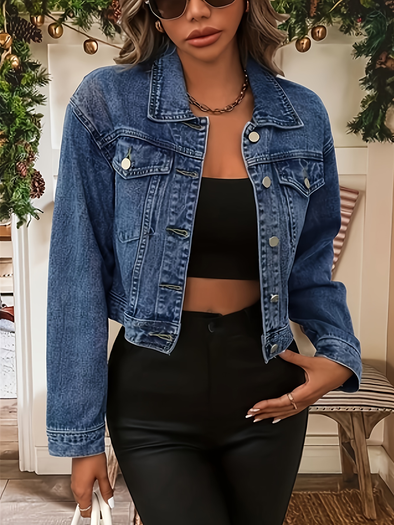 cropped denim jacket sold on Temu Australia