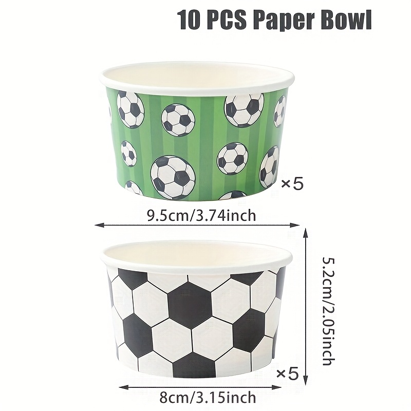 E-shop 10 Stück Fußball-Themen Papierbecher - Stadion-Partyzubehör für Duschen, Geburtstagsfeiern, Fußballspiel-Dekorationen - Papier für Cupcakes,