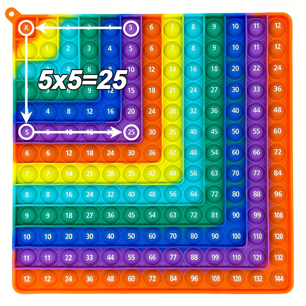 Image of 12x12 Multiplication Games Math Fidget Toys, Times Table Practice Activity Games Board, Multiply Numbers Push Bubbles Toys For Kids Elementary School Class Back To School Supplies