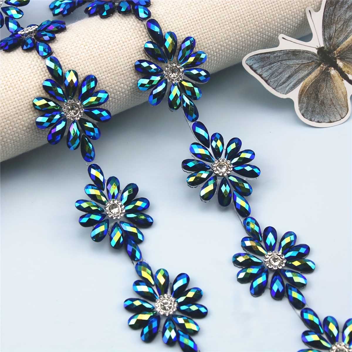TEMU 1pc Floral Resin Beads Hot Melt Glue Decorative Band Wedding Dress Hat Handbag Packaging Accessory