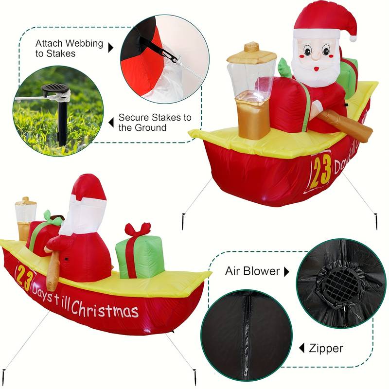 6.9ft Christmas Inflatable Santa Claus With LED Lights – Outdoor Yard Decoration