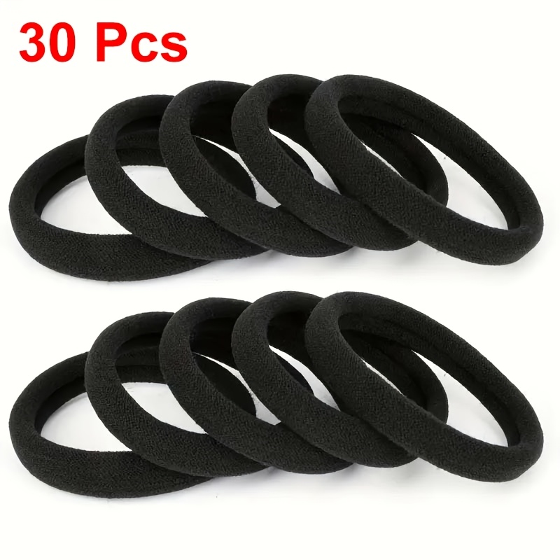 Image of 20/30pcs Set Of Black Hair Ties, High Elasticity, Minimalist Style, Suitable For Women' Ponytails, Hairstyles, Sewing, Embroidery, And Crafts