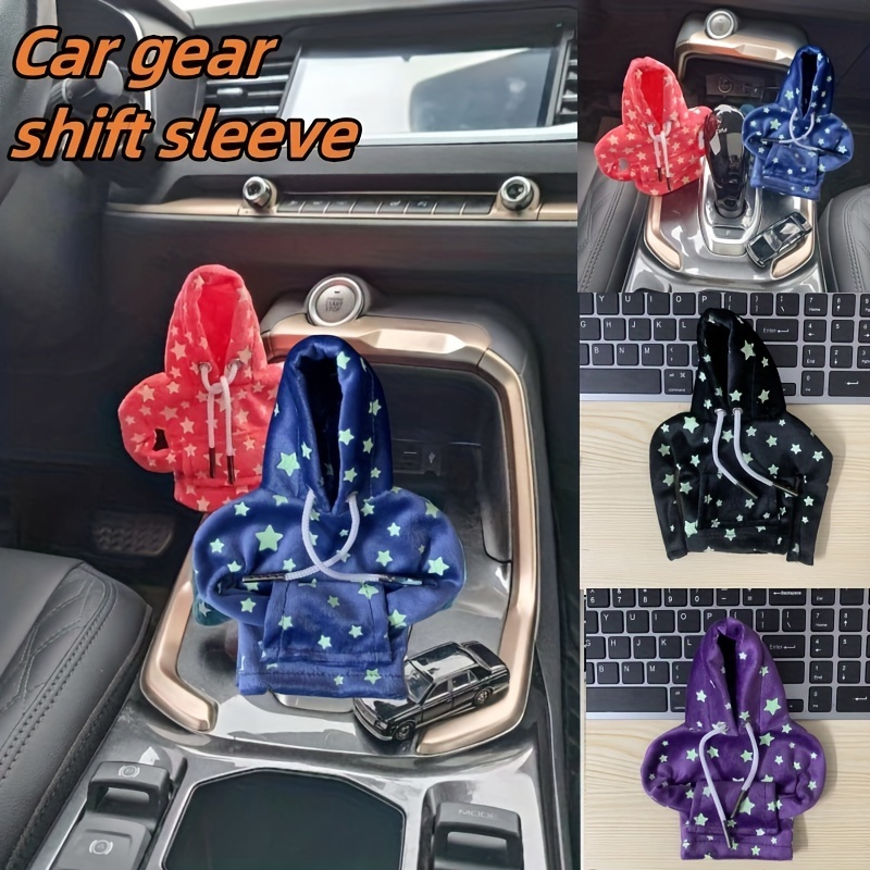 

Car Gearshift Sleeve Hoodie Style Gearshift Cover Dark Night Fluorescent Car Gear Lever Dust Cover Car Interior Creative Car Shift Cover