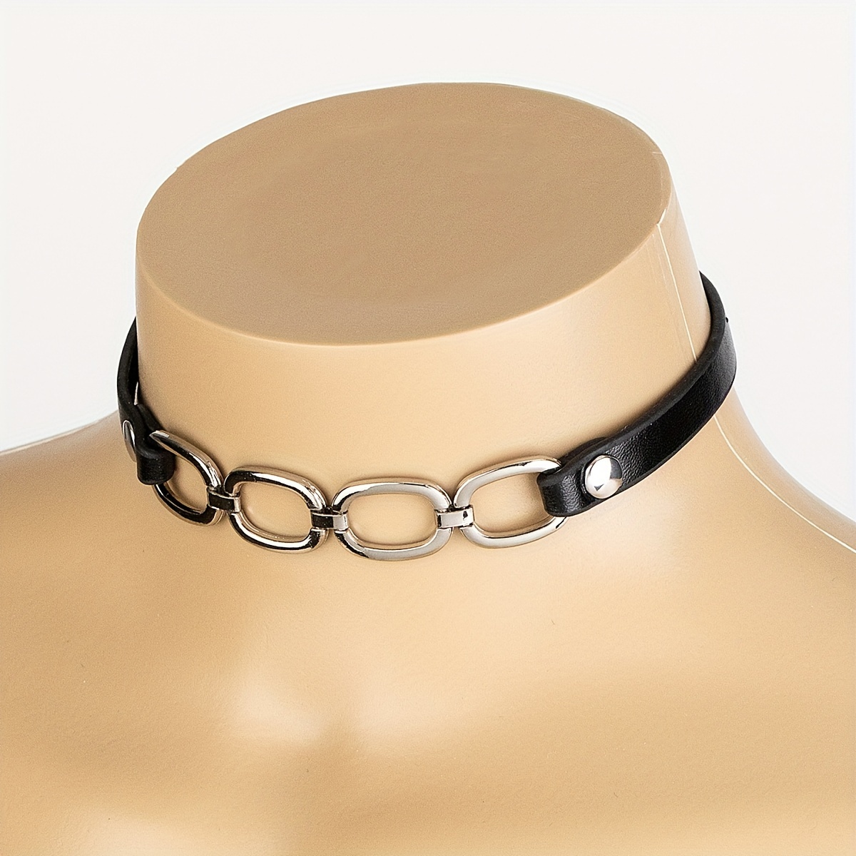 men's adjustable punk style rivet leather choker Temu