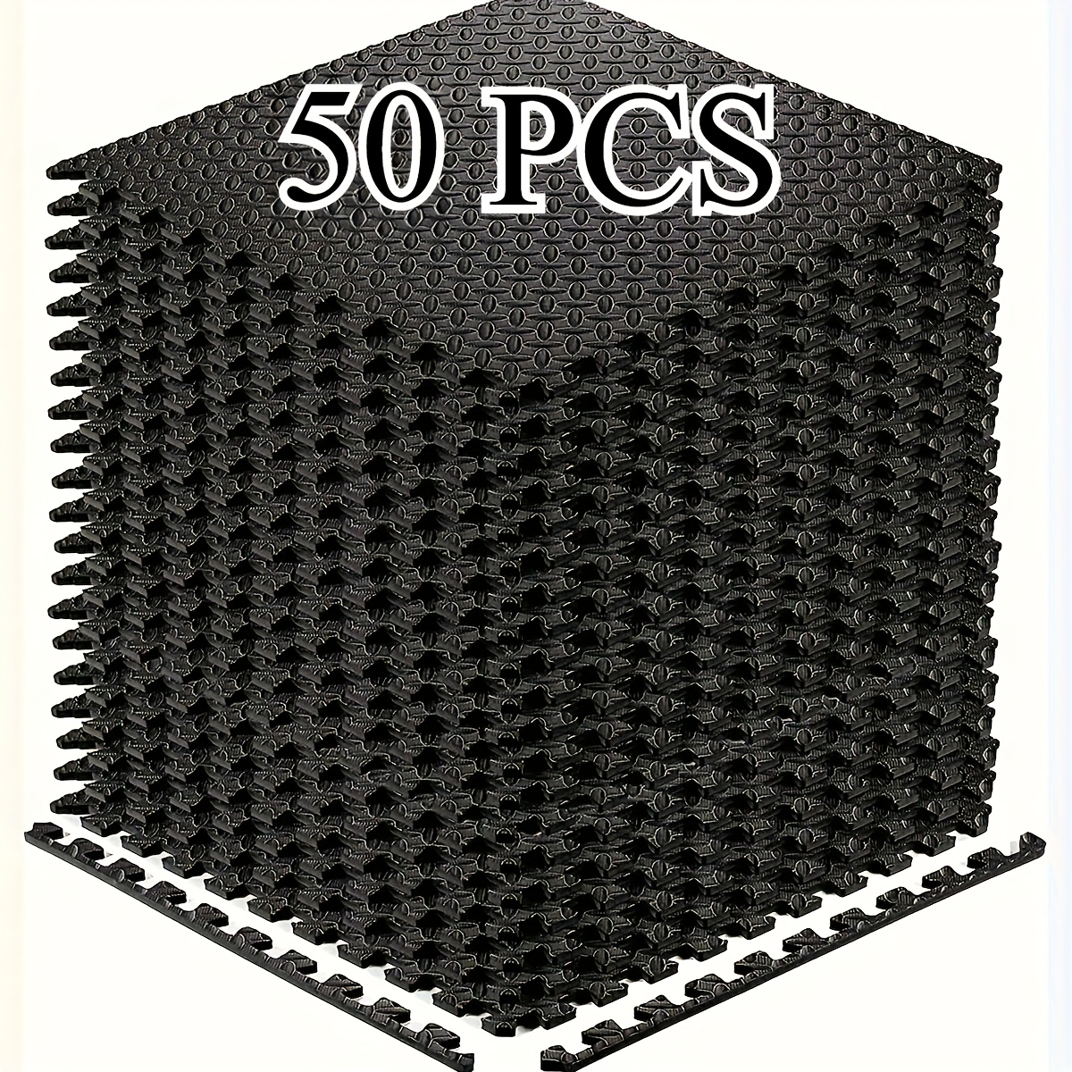 TEMU 50pcs Heavy-duty Eva Gym Mats - Interlocking Exercise Mats With Non-slip Surface, Cushioned Flooring For Home Gym, Yoga, Pilates - Waterproof,