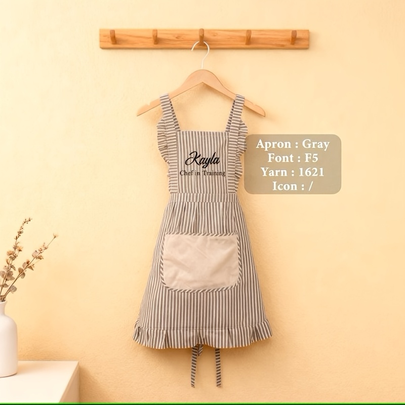 TEMU Embroidered Custom Women's Apron With Name | Apron With Pockets | Baking Apron | Baker Apron | Pottery Apron | Women's Apron | Gift
