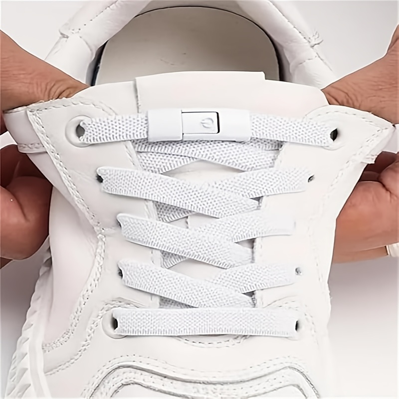 1 Pair No-tie Elastic Flat Shoelaces, Metal Lock Lazy Shoelaces, Breathable Mesh Shoelaces, Unisex For Casual Shoes, Board Shoes, Sneakers