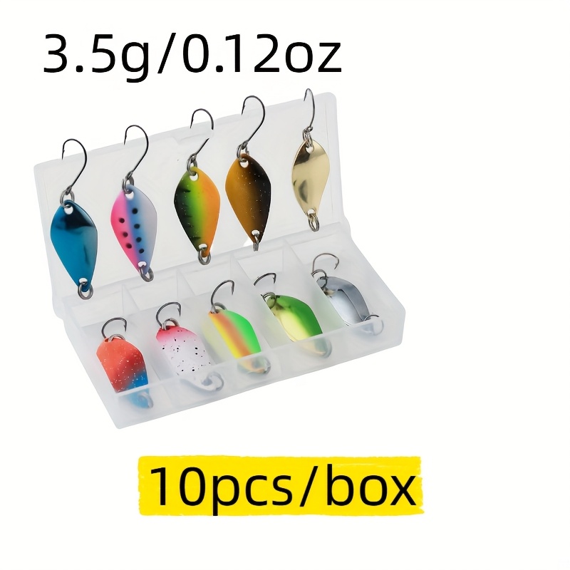 Jsfun 10pcs/box Tinplate Glitter Set Single Hook Design - 3cm/1.81in - Suitable For Tackle Lovers Suitable For Freshwater Sea Water 2.5g/0.08oz, 3.5g/0.12oz, 5g/0.17oz