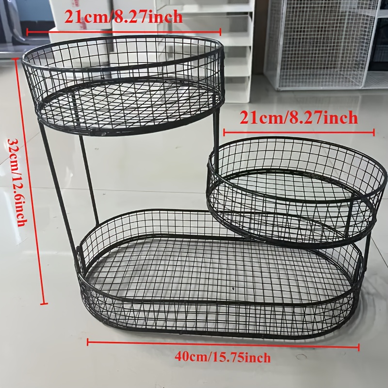 TEMU Elegant Multi-tier Metal Fruit Basket, Durable Countertop Wire Basket For Living Room, Coffee Table, Kitchen - Ideal For Organizing Fruits And Snacks - Perfect Housewarming Or Holiday Gift