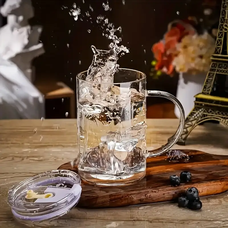 2 4 high capacity glass cups heat resistant household drinking cups come with cup brushes straws and lids in multiple colors Product details 1