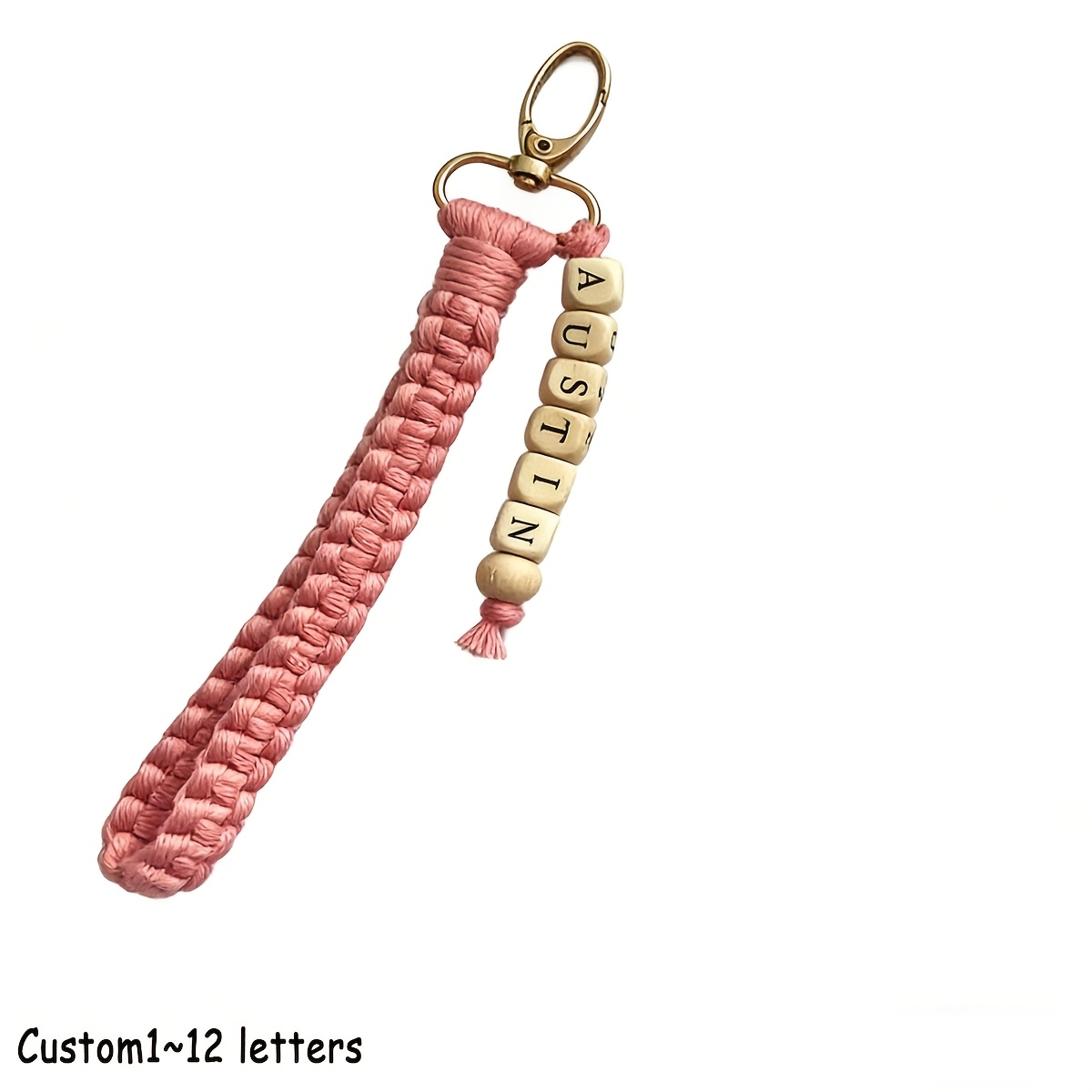 TEMU [customized] 1pc Bohemian Style Name Keychain, Bridesmaid Gift, Woven Name Keychain, Bridesmaid Gift Box Gift, Valentine's Day Gift