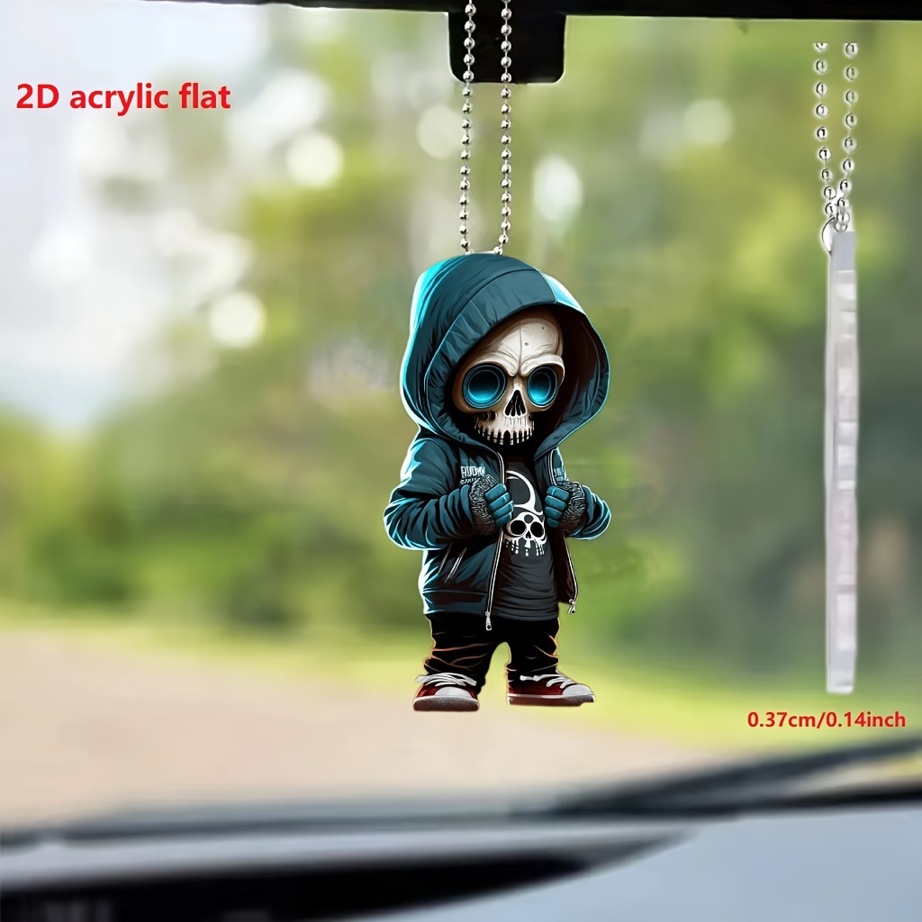

1pc 2d Acrylic Dark Person Rearview Mirror Decorative Pendant, Backpack Keychain Decorative Pendant, Home Decoration Products