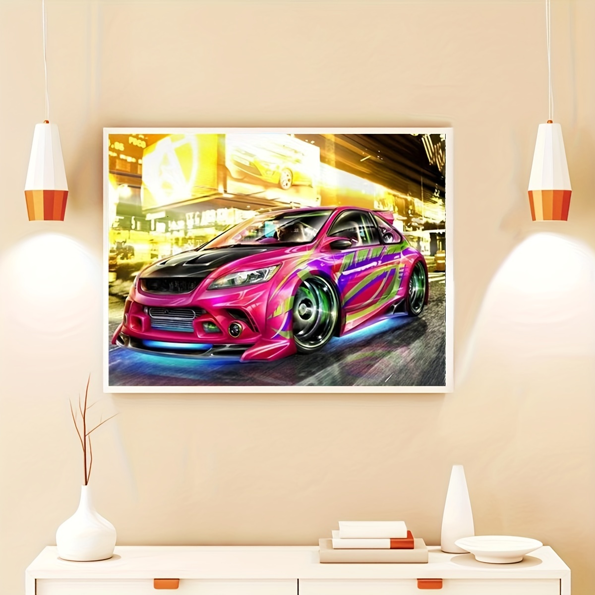 

5d Diy Diamond Art Painting Set Car Pattern Mosaic Embroidery Art Gift Home Decoration
