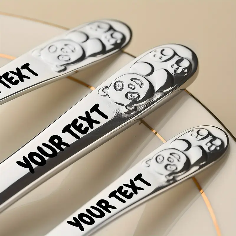 4pcs custom engraved stainless steel cutlery set cute durable tableware with gift box ideal for family everyday use Product details 3