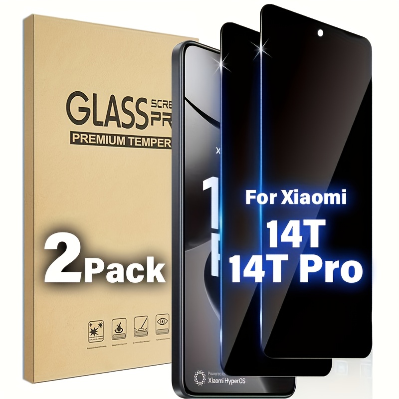 E-shop [2er-Pack] Privatsphäre-Sicherheitsglas für Xiaomi 14T Pro/14T, Kratzfest, Blasenfreier Schutzglas, Unterstützt Fingerabdruckerkennung