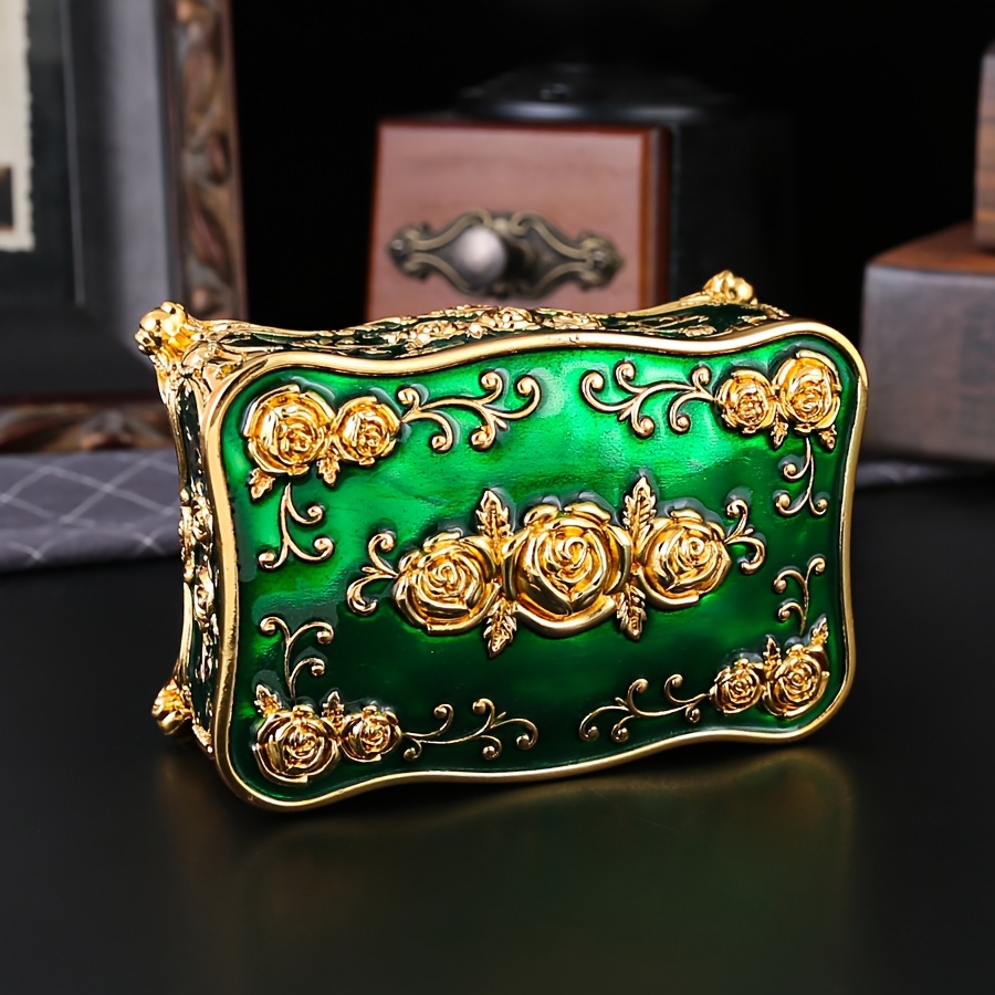 Elegant European Style Enamel Jewellery Box, Rose Organizer