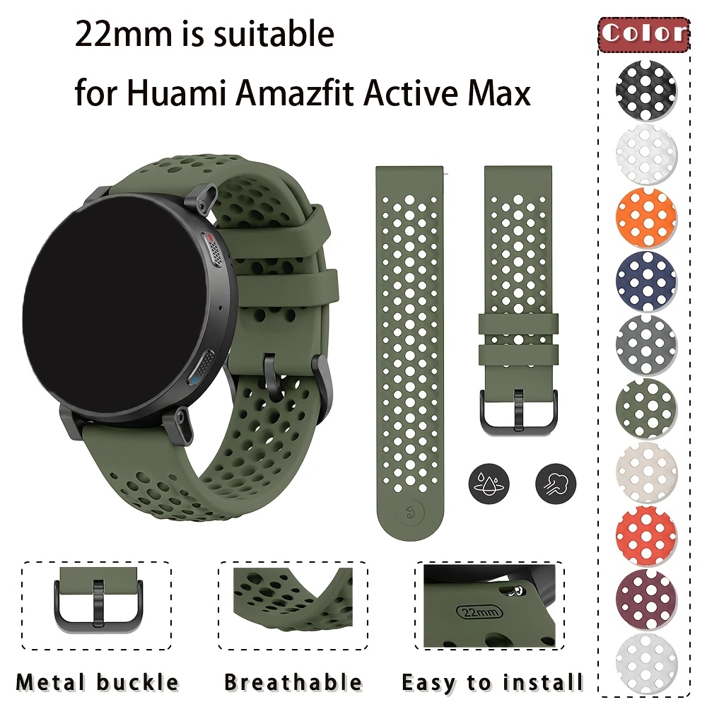 22Mm for Amazfit Active Max Silicone Strap, Suitable for Samsung for galaxy Watch/Watch 3 46Mm 45Mm, Suitable for Amazfit Gtr/Gtr2/Gtr2E, Suitable for Huawei Watch 3/3Pro/Watch GT3 46Mm/Watch GT2 46Mm