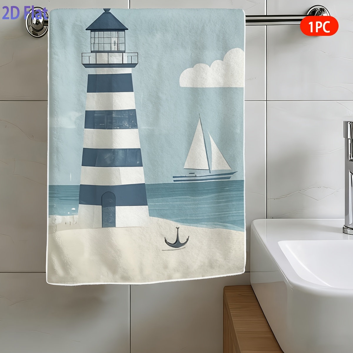 TEMU Asciugamano a 2D Piatto, 1pz Nautico Barca a Vela - Microfibra per Asciugamano da Dito, Asciugamani Riutilizzabili per Bagno Adatti per Lavare ,