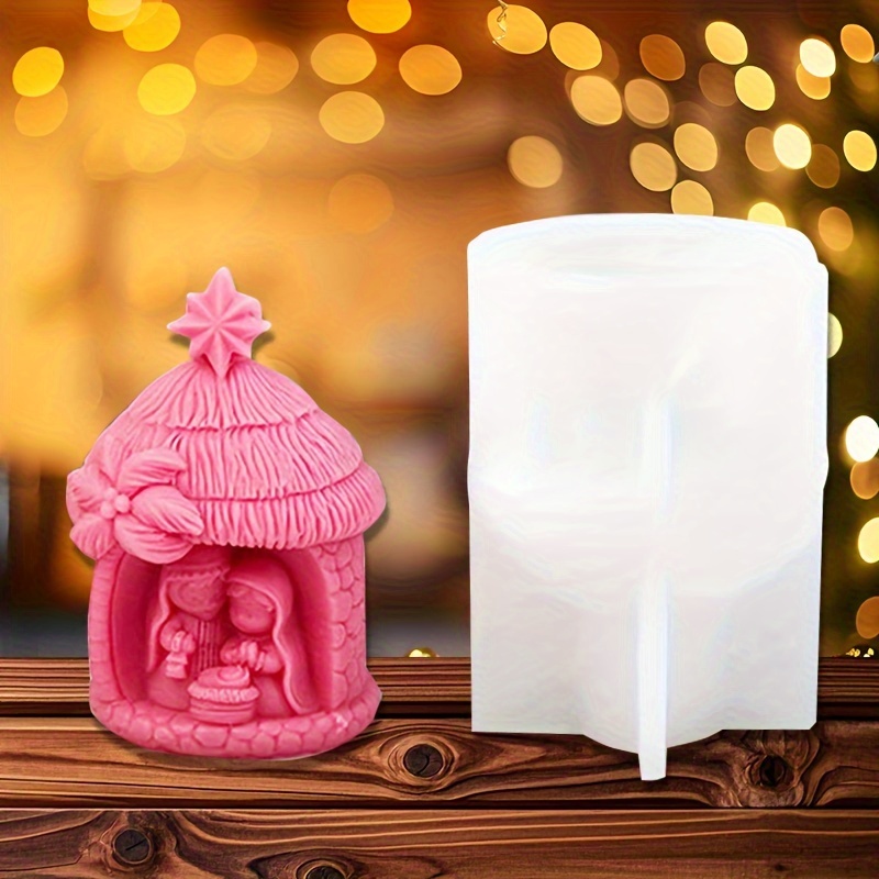 

1pc, Christmas House Birth Mold Diy Drip Glue Family Aromatherapy Candle Silicone Mold