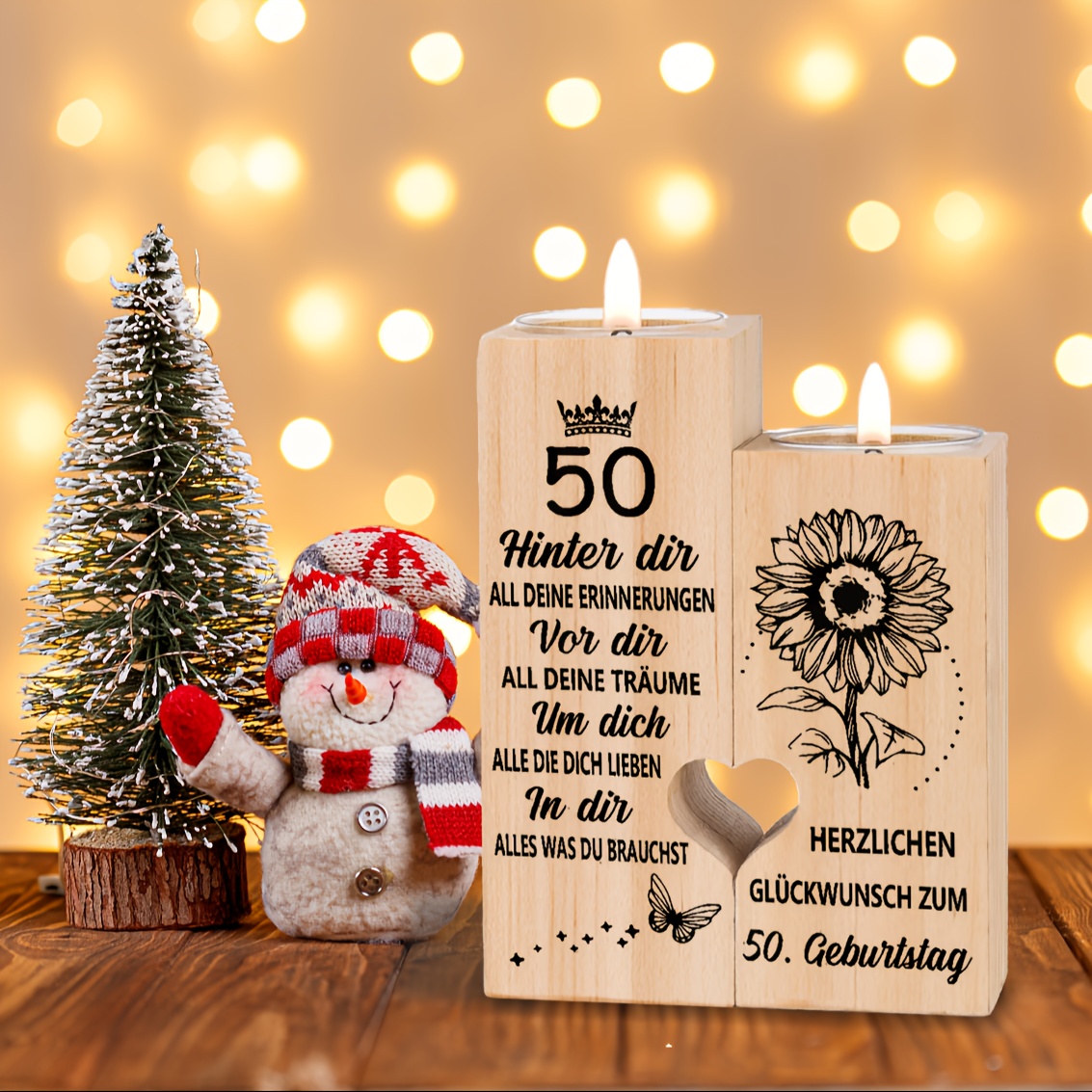 50th birthday wooden candle holder gift engraved Temu Germany