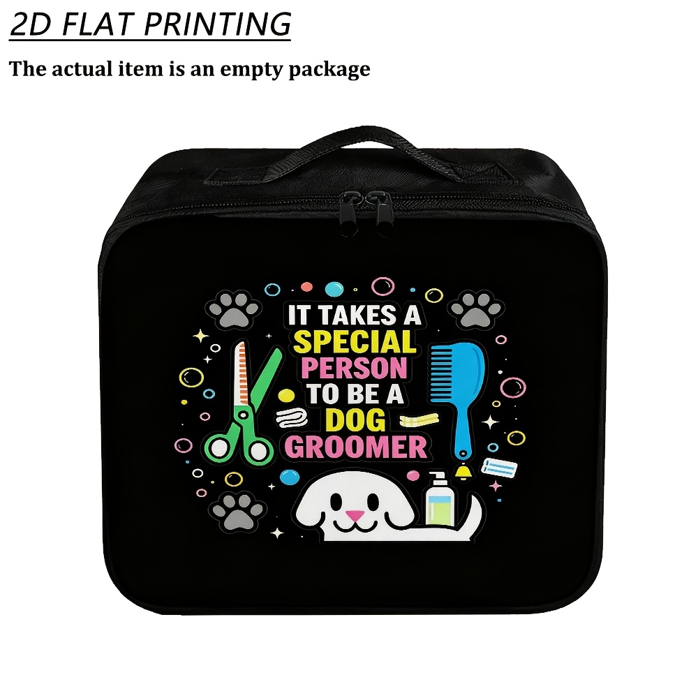 TEMU 1pc Dog Groomer Quote Art Large Portable Pet Grooming Storage Bag, Dog Gift, Foldable Travel Organizer, Portable Dog/cat Bag, Easy To Organize,