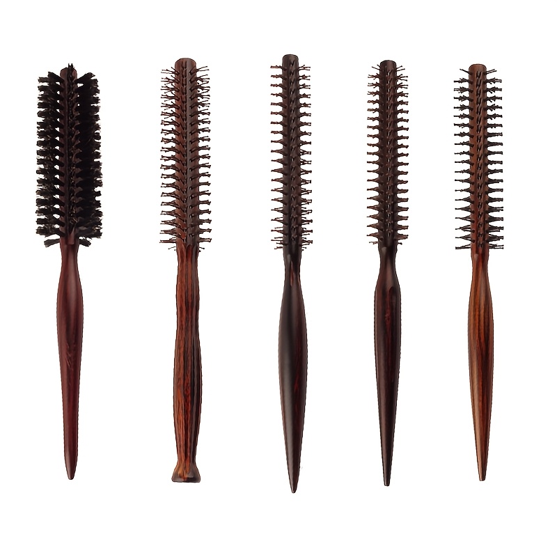 TEMU Salon Professional Hair Wooden Roller Brush Set Women's Makeup Styling Round Brush Combination Nylon Teeth Deep Hair Entry Hair Eating Styling