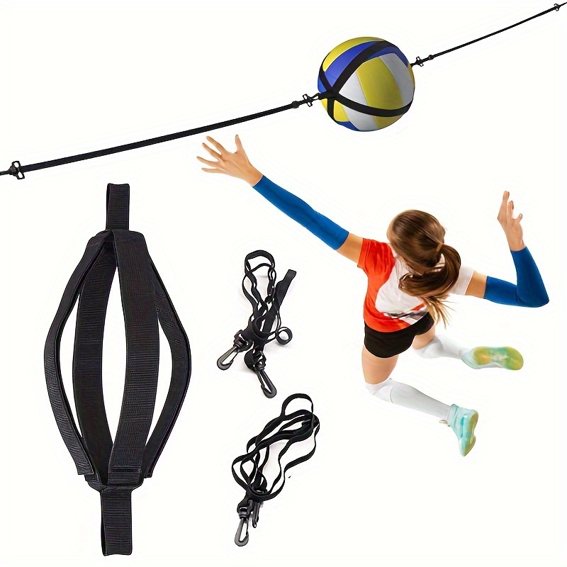 

1pc Volleyball Spike Trainer System - Serve & Aid For Improved Jumping, Arm Swing, And Power - Black Nylon Training Equipment With Adjustable Straps & Carabiners, Volleyball Accessories