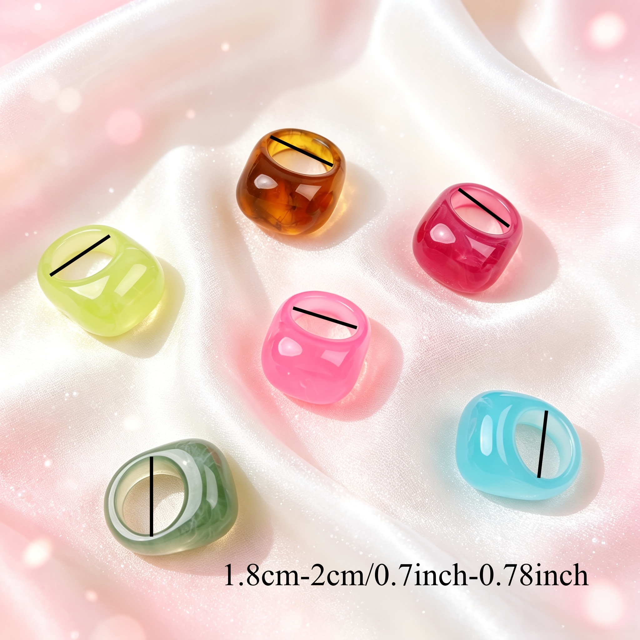 6pcs Adorable Smudged Resin Stackable Rings Set