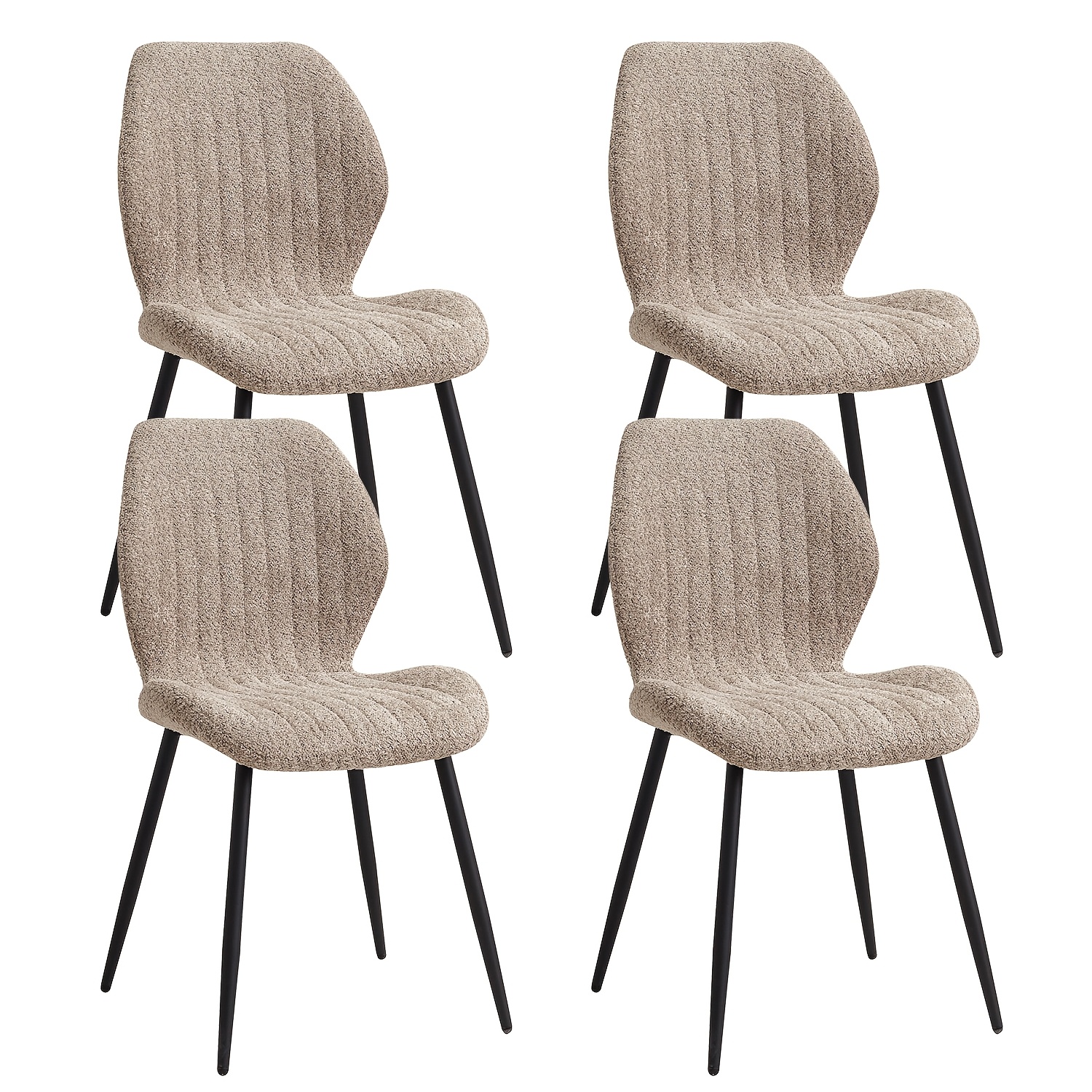 Image of Egoonm Set Of 4 Dining Chairs Kitchen Chairs Linen Fabric Office Chairs With Upholstered Seat & Backrest, Stable Metal Legs, For Dining Room Office Home, Beige/brown/black/grey