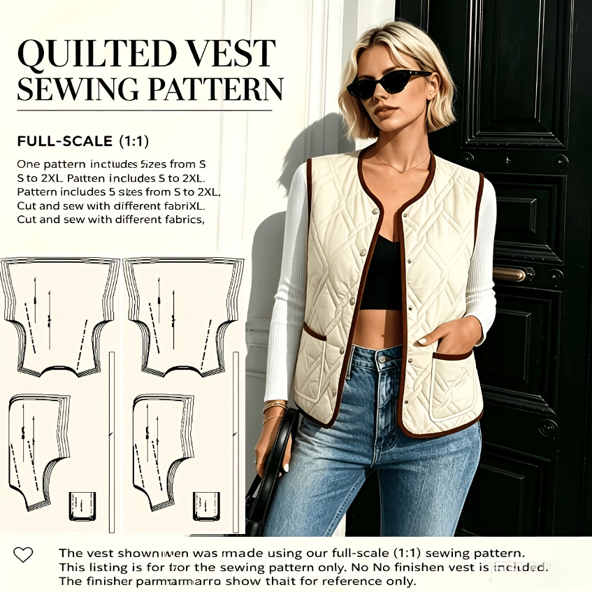 TEMU Gilet d'extérieur décontracté à coudre, couture, pour un vêtement