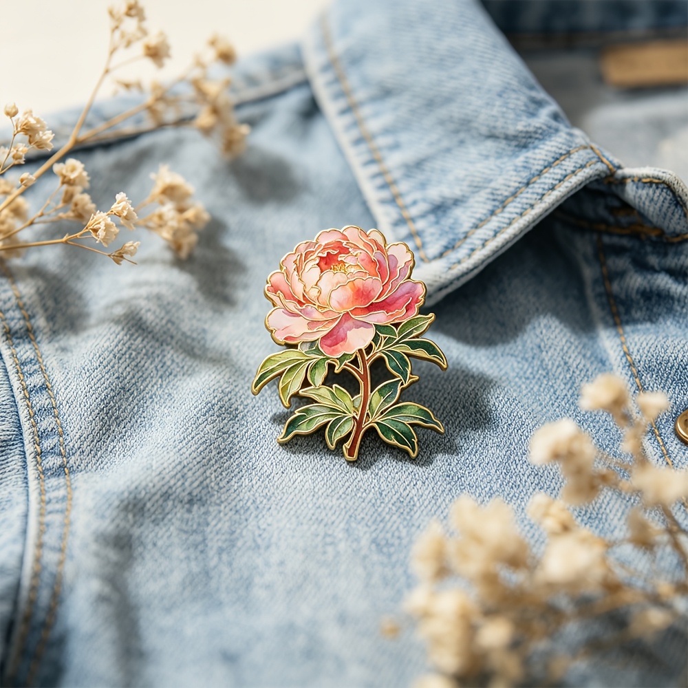Peony Enamel Brooch Pin Fashion Decorative Brooches Ornaments Lapel Bag Badges Jewelry Gifts Mother's Day Gifts