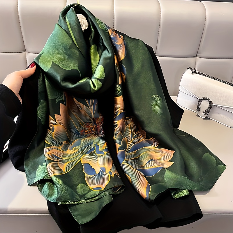 TEMU Sciarpa artificiale con stampa di iris viola, sciarpa lunga elegante, stile , scialle da donna, protezione per il , sciarpa per il