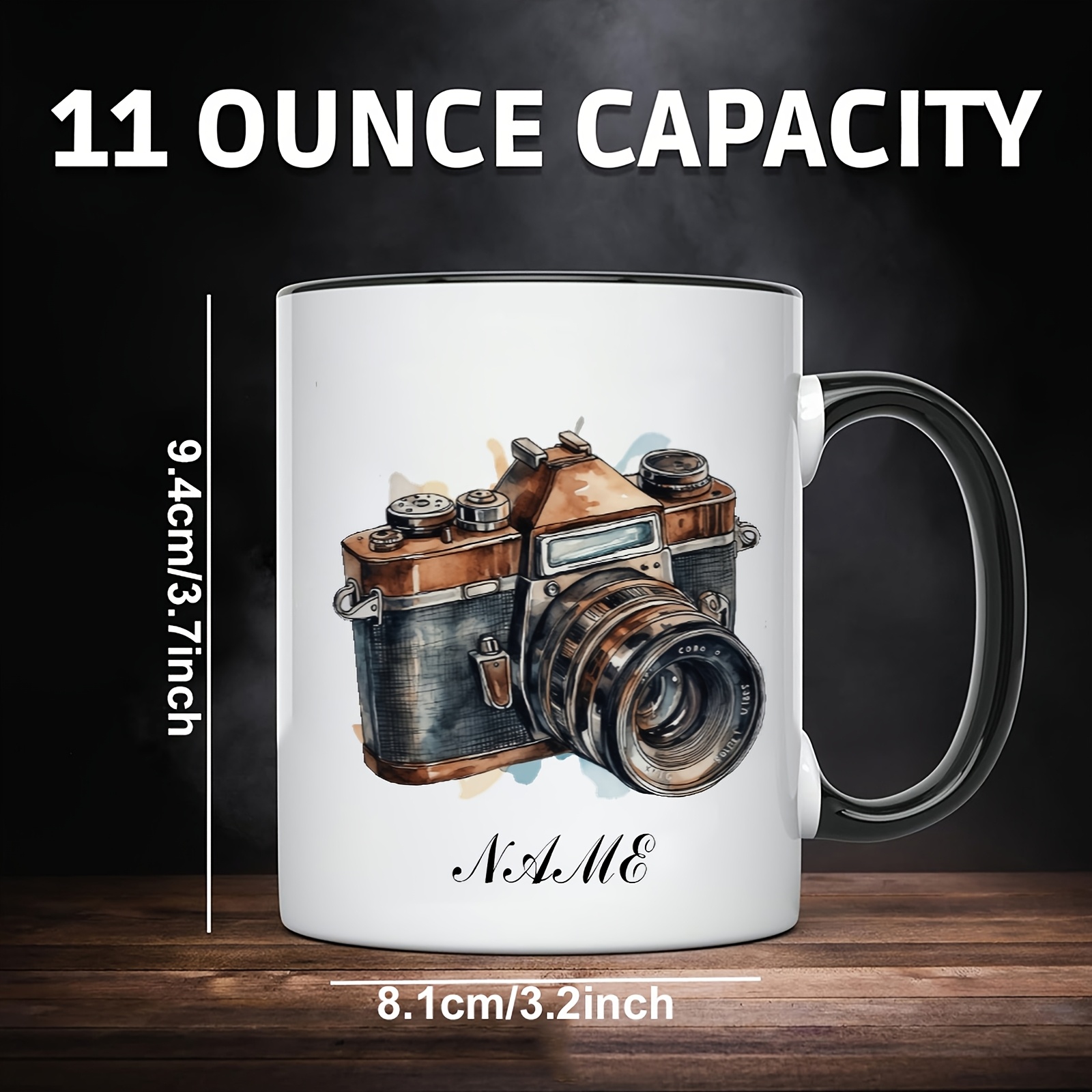 a customized 11 ounce ceramic mug with a vintage camera design the retro coffee cup   photography and coffee enthusiasts suitable as a gift for home office kitchen or coffee bar additions 6