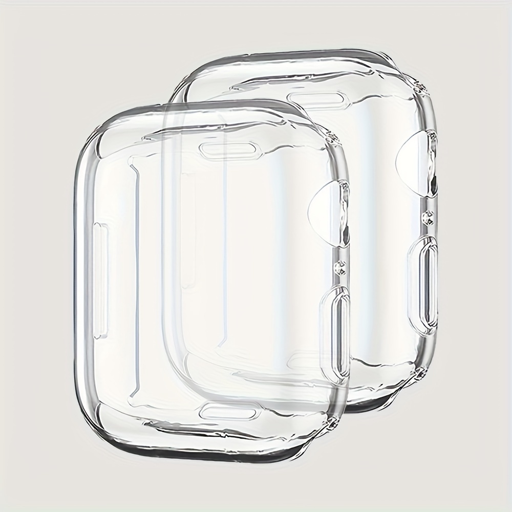 2pcs Transparent Full Coverage Watch Case Cover For Iwatch Series Se 6 5 4 3 2 1 Case 41mm 45mm 42mm 38m 40mm 44mm Slim Tpu Case Screen Protector For Iwatch