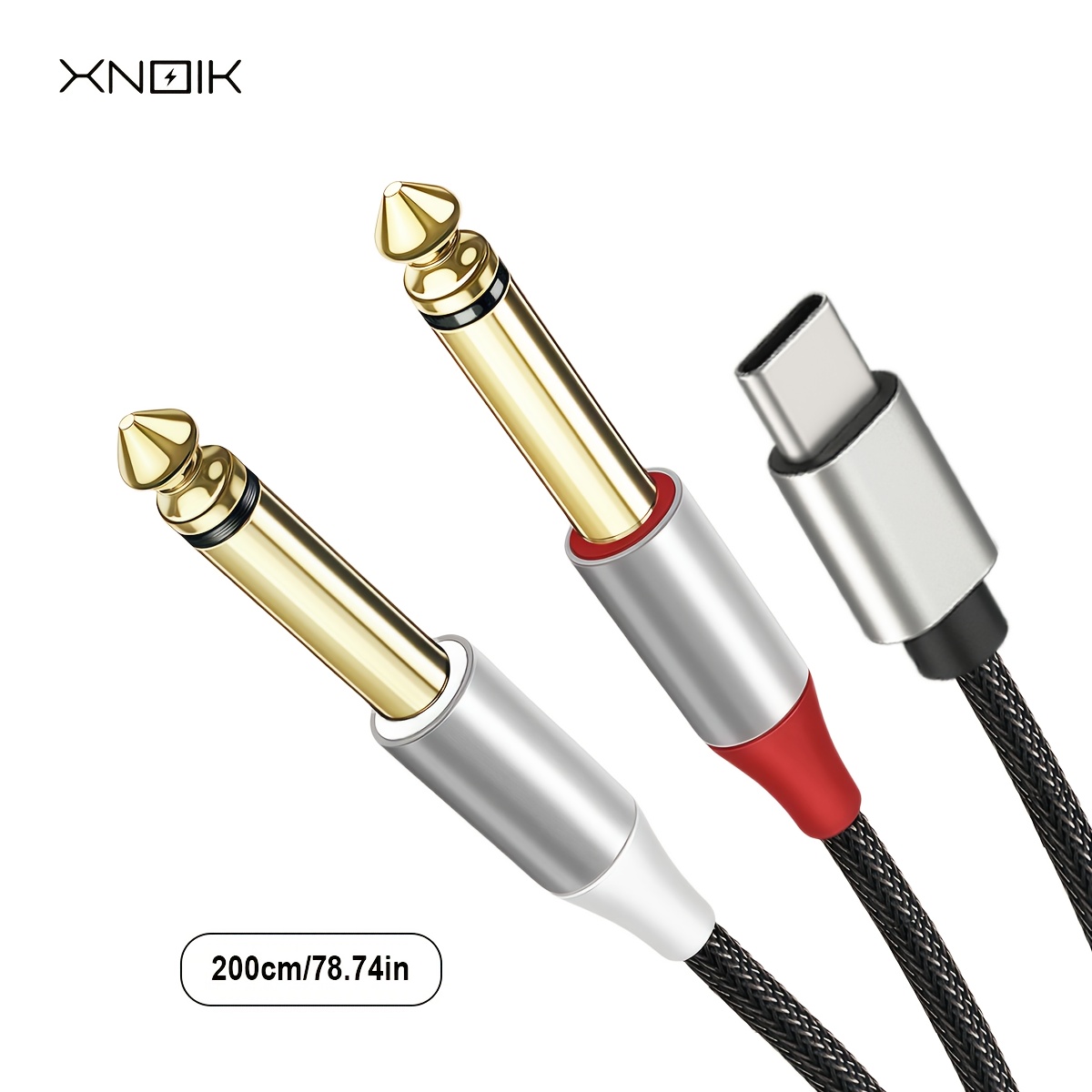 Image of Xnoik 10m(33ft) Usb C To Dual 6. 1/4 Inch Stereo Splitter Y Cable /5m/10m, Usb Type C To Dual 6. 1/4 Inch Cord For Smartphone, Tablet, Laptop Link Amplifier, Mixing Console Mixer, Speaker