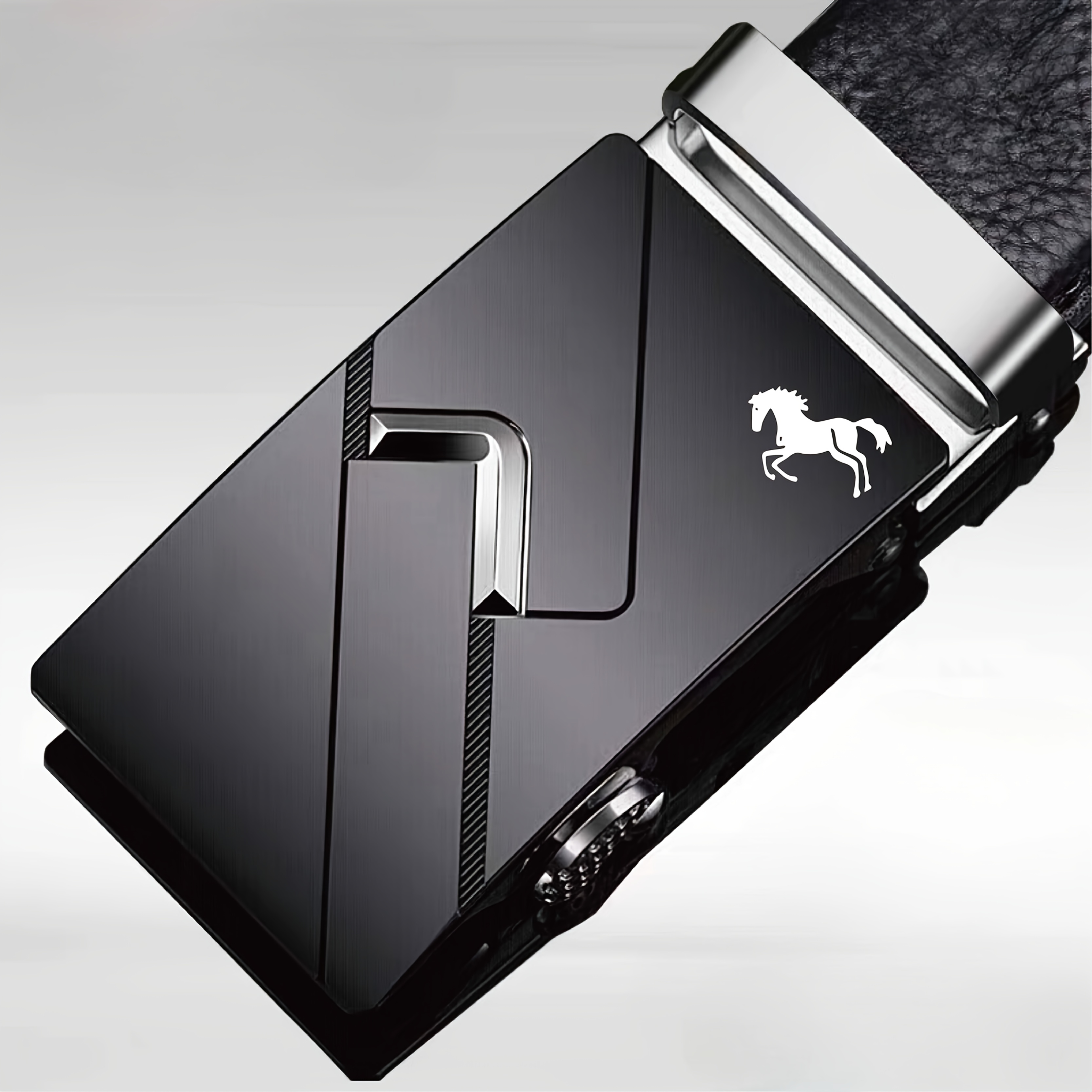 TEMU Ceinture d' pour homme avec motif de cheval, dotée d'une boucle en lisse et durable, longueur réglable, convient aux costumes et aux jeans,