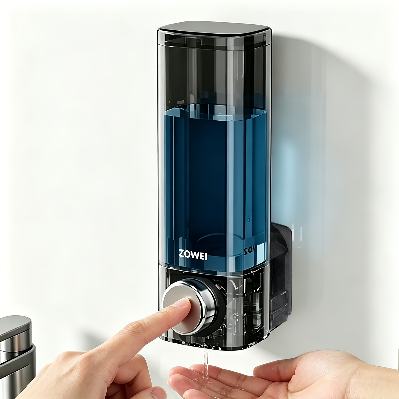 TEMU Distributeur de savon mural, distributeur de savon transparent rechargeable, bouteille réutilisable pour gel douche et shampooing, convient aux