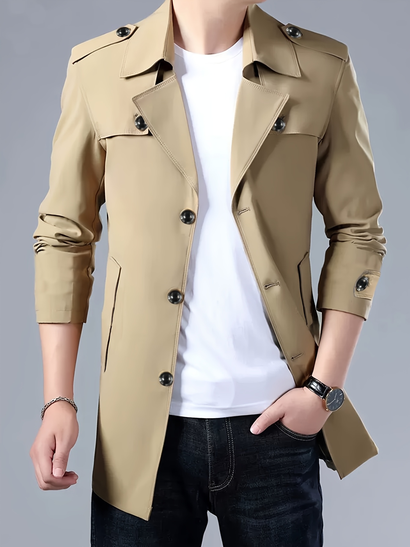 Men's Classic Single-Breasted Windbreaker
