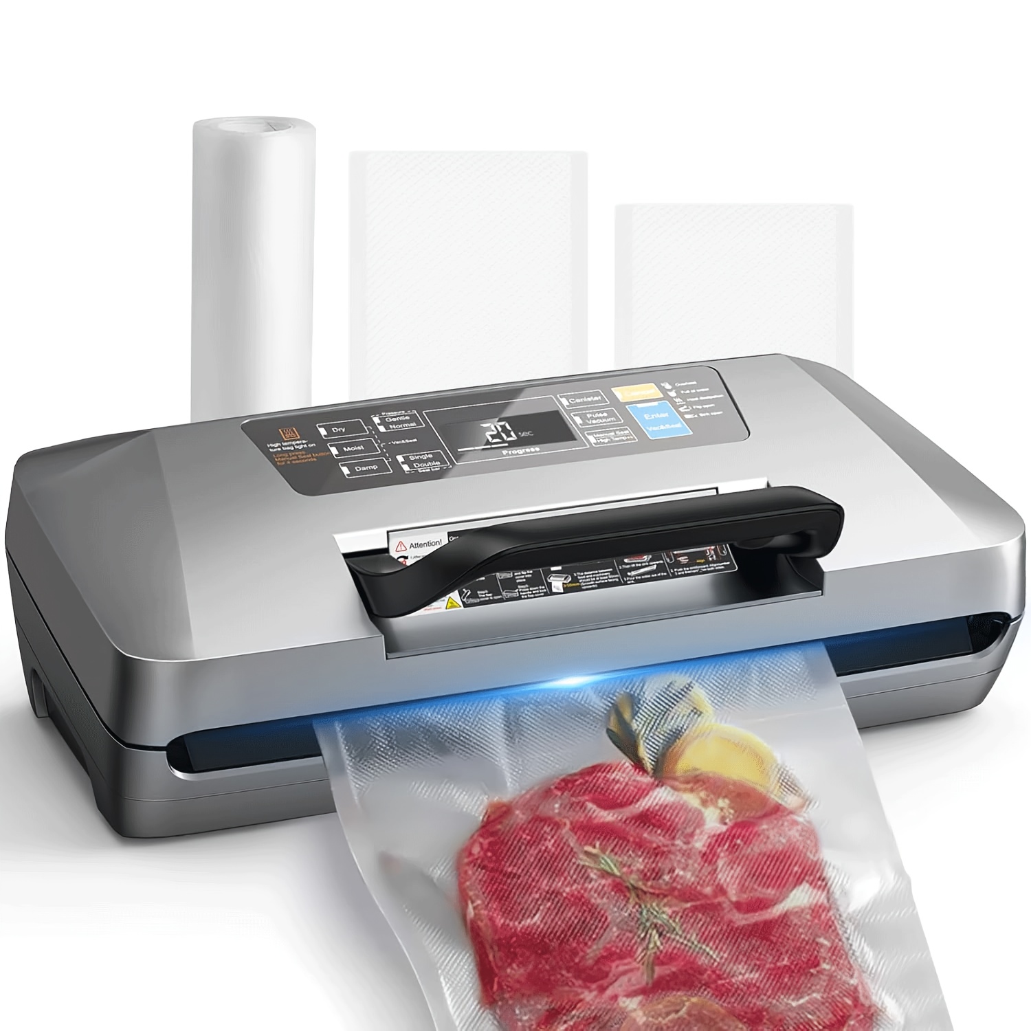 Image of Vacuum Sealer Machine, 95kpa Food Vacuum Sealer Machine With Double Heat Seal, Vacuum Pack Machine With Built-in Cutter And Bag Storage, 1 Bag Roll And 10 Pre-cut Bags