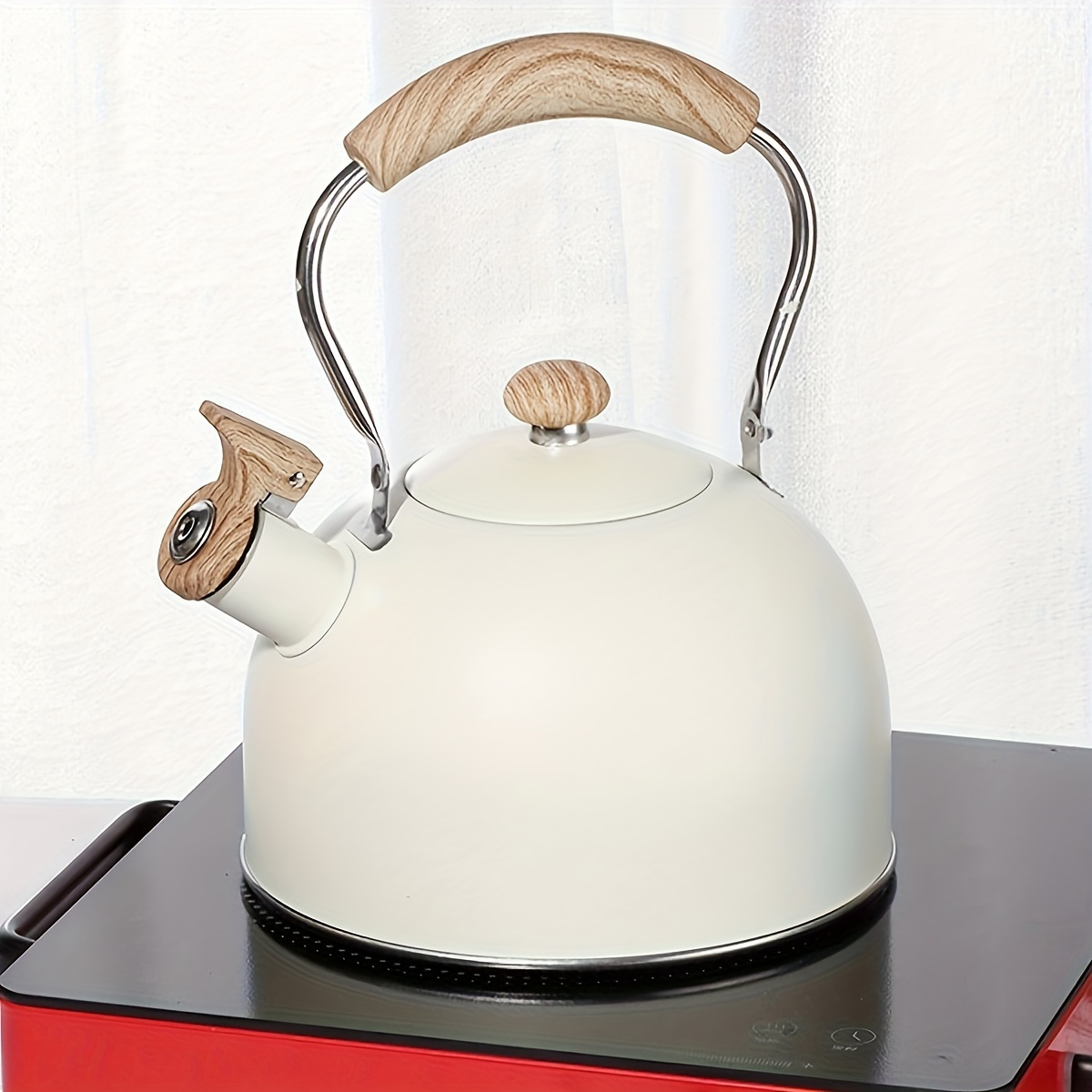 

Stainless Steel Kettle - White, Gas Stove Compatible For Outdoor