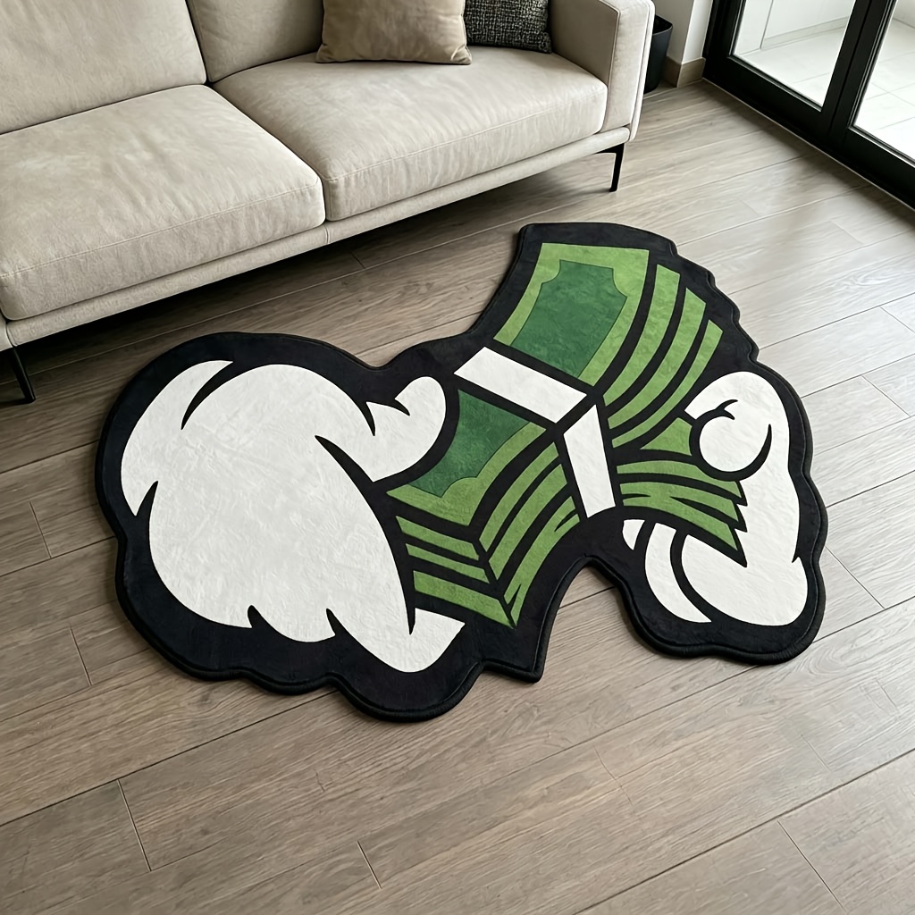 TEMU 1pc Personalized Irregular Rug, Fashionable Creative Fleece Carpet, Machine Washable And Easy To Clean, Suitable For Hallway, Laundry Room,