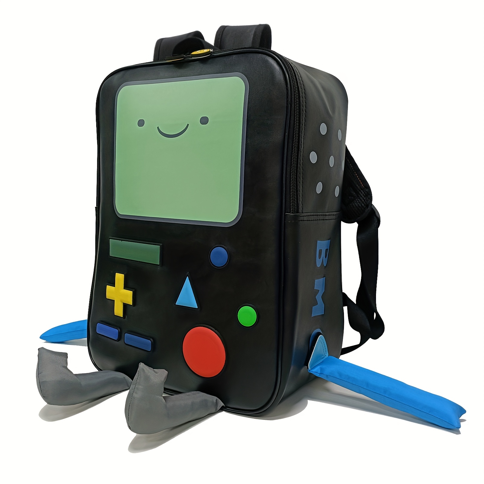 Adventure Time BMO Cartoon Backpack Finn Design, Durable Polyester  School Backpack with Tablet/Laptop Compartment
