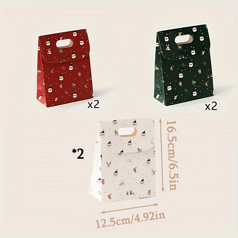 6pcs/set Christmas Handheld Gift Bags, Gift Boxes For Christmas Presents, Candy/snacks With Packaging Bags Handheld Souvenir Gift Boxes Bags Holiday Party Gift Packaging
