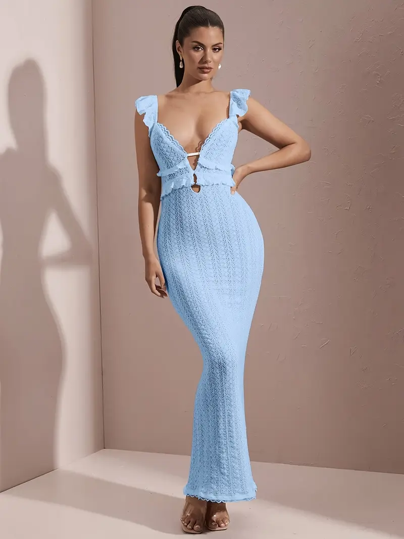 ultra low backless dress Flow NYRA flattering fit that effortlessly drapes over the body Iris Backless Maxi Dress -