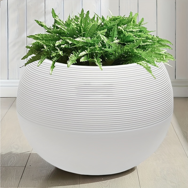 Extra Large Artificial Rock Spherical Plant Plastic Pots, Durable Threaded and Tree Pattern Combination, Suitable for Faux Plants, Flowers, and Easy-to-Care Greenery, Indoor/Outdoor Use, Ideal for Garden, Living Room, Balcony, Courtyard, Outdoor Ent